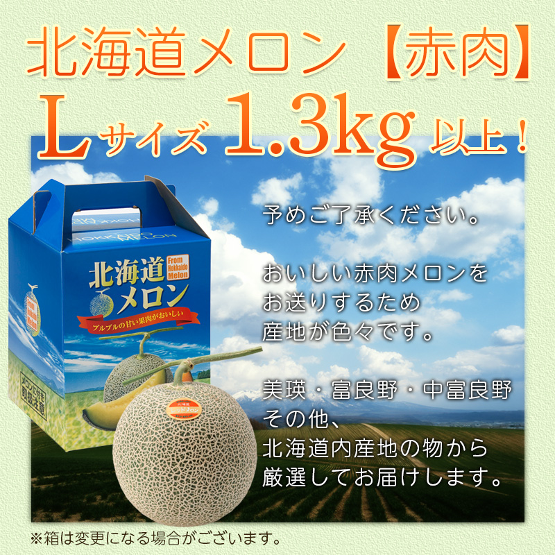 北海道メロン 1.3kg (Lサイズ) 1玉/2玉/3玉/4玉/6玉 赤肉メロン
